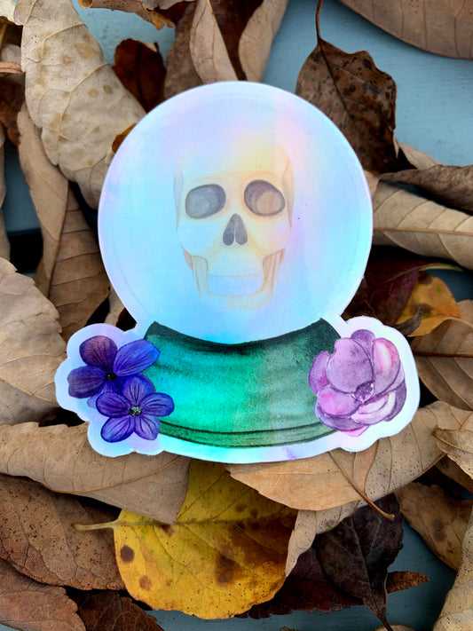 Ghostly Skull in a Crystal Ball holo sticker